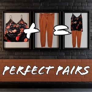 Bundle: Floral Velvet Cami with Rust Jeans